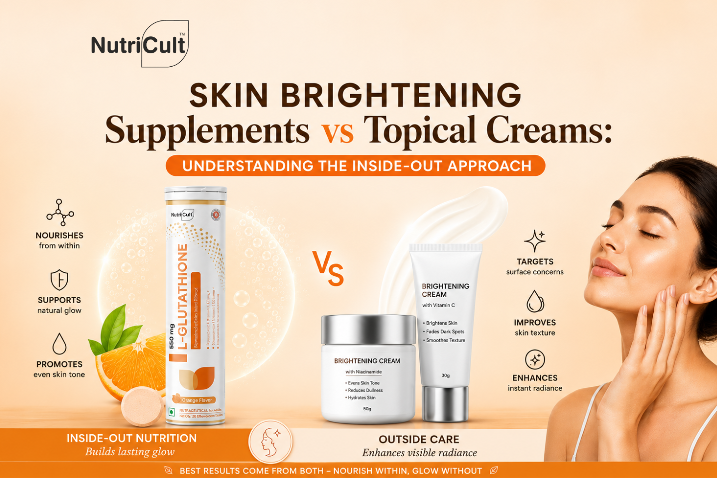 Skin Brightening Supplements vs Topical Creams